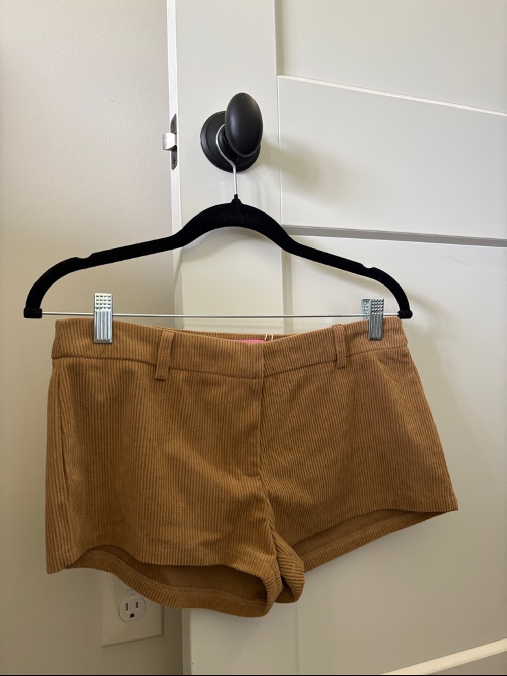 Edikted Tan Corduroy low-Rise Shorts